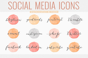 Social media icons - watercolor text