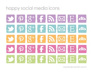 Happy social media icons