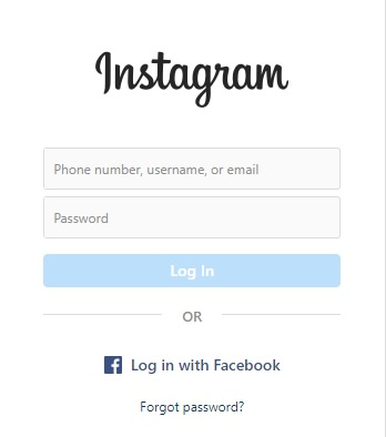A screenshot of Instagram login page