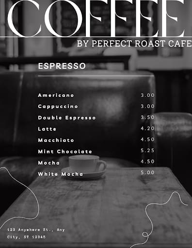 Best 15 coffee shop menu ideas