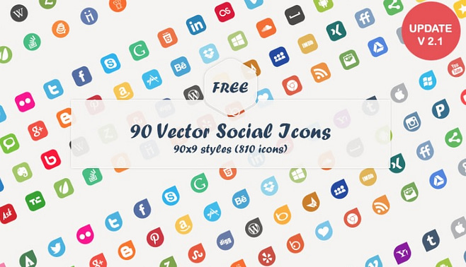 90 social media vector icons by Dreamstale