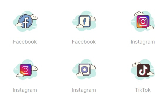 In the clouds social media icons