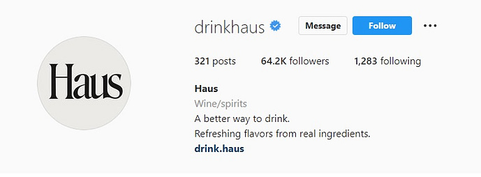 A scrennshiot of Haus' Instagram page as an example how to make money on Instagram