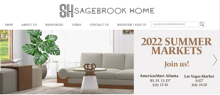 A screenshot of sagebrook home website 