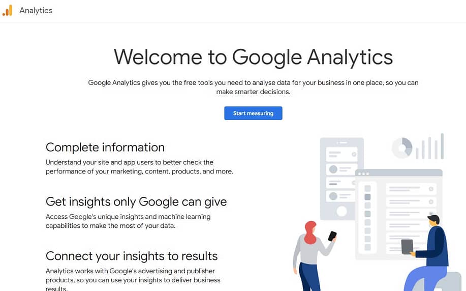 A screenshot of google analytics website for seo tools list